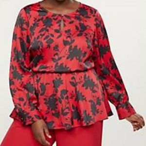 NWOT Sz 22 Lane Bryant Floral Keyhole Blouse